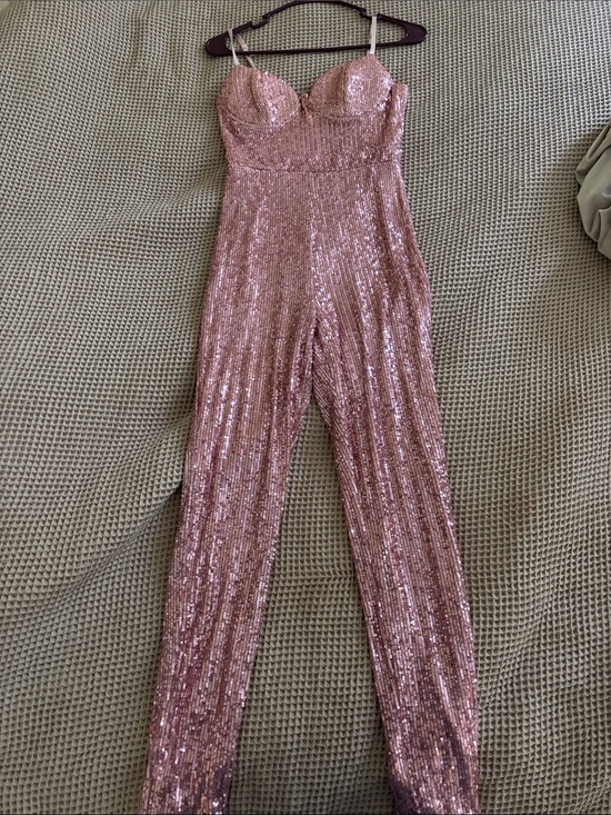 Fashion Nova Pants - NWT Fashion Nova Rita Sequin Bustier Jumpsuit in Rose Pink